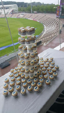 BUSINESS EVENT CORPORATE BRANDED WOW CUPCAKES HILTON AGEAS BOWL SOUTHAMPTON HAMPSHIRE DELIVERY WOW CUPCAKE CAKES