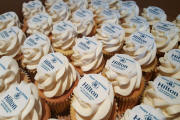Corporate Logo Branded Cupcakes Images Wow Cakes Delivery Southampton Promotion Giveaway Trade Show Hampshire Business Anniversary Hilton Ageas Bowl 1st Birthday