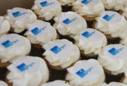 logo branded cupcakes southampton university trade show ages bowl wow cupcakes promotional material 